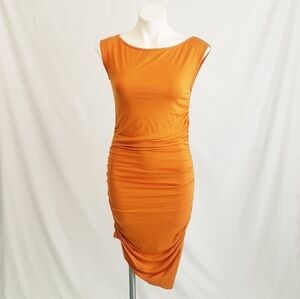NWT Rachel Pally Sylvia Ruched Sleeveless Dress Zinnia Orange